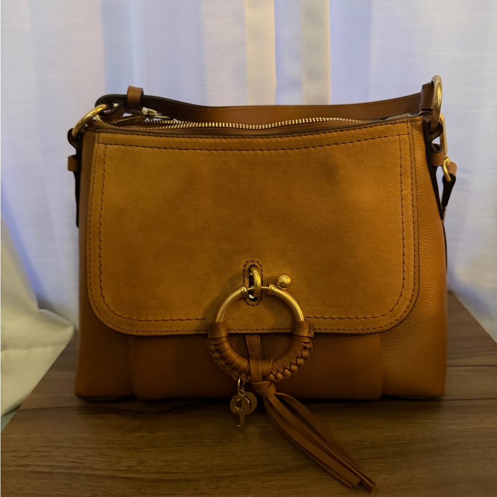 See By Chloe Tan Leather Suede Joan Shoulder Bag